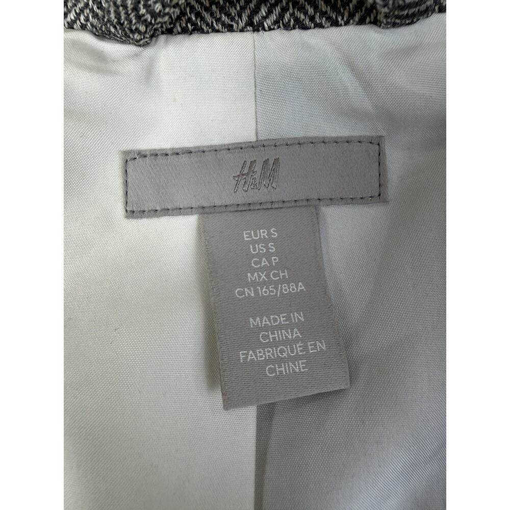 H&M Women’s Small Gray Herringbone Double Breasted Longline Blazer Jacket - Picture 4 of 8